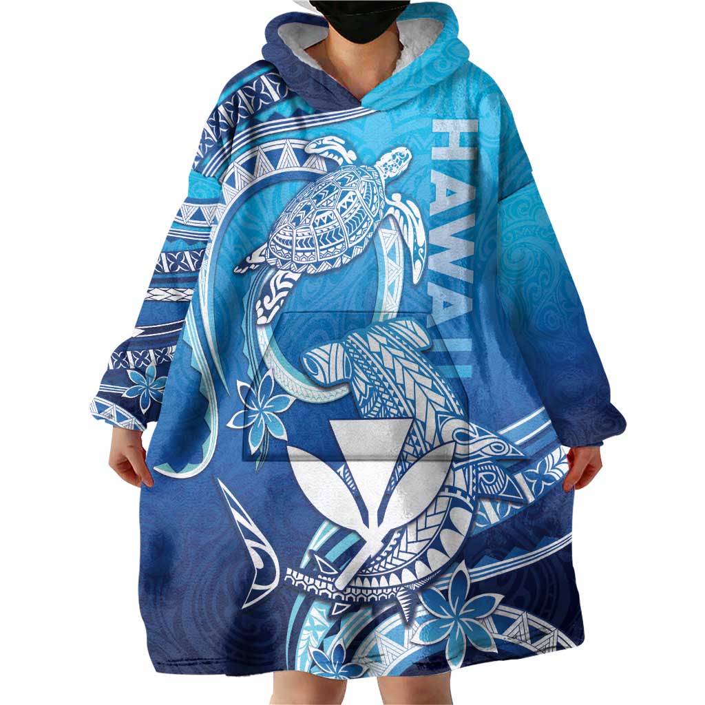 Hawaii Wearable Blanket Hoodie Turtle With Hammerhead Shark Oceanic DT04 - Polynesian Pride