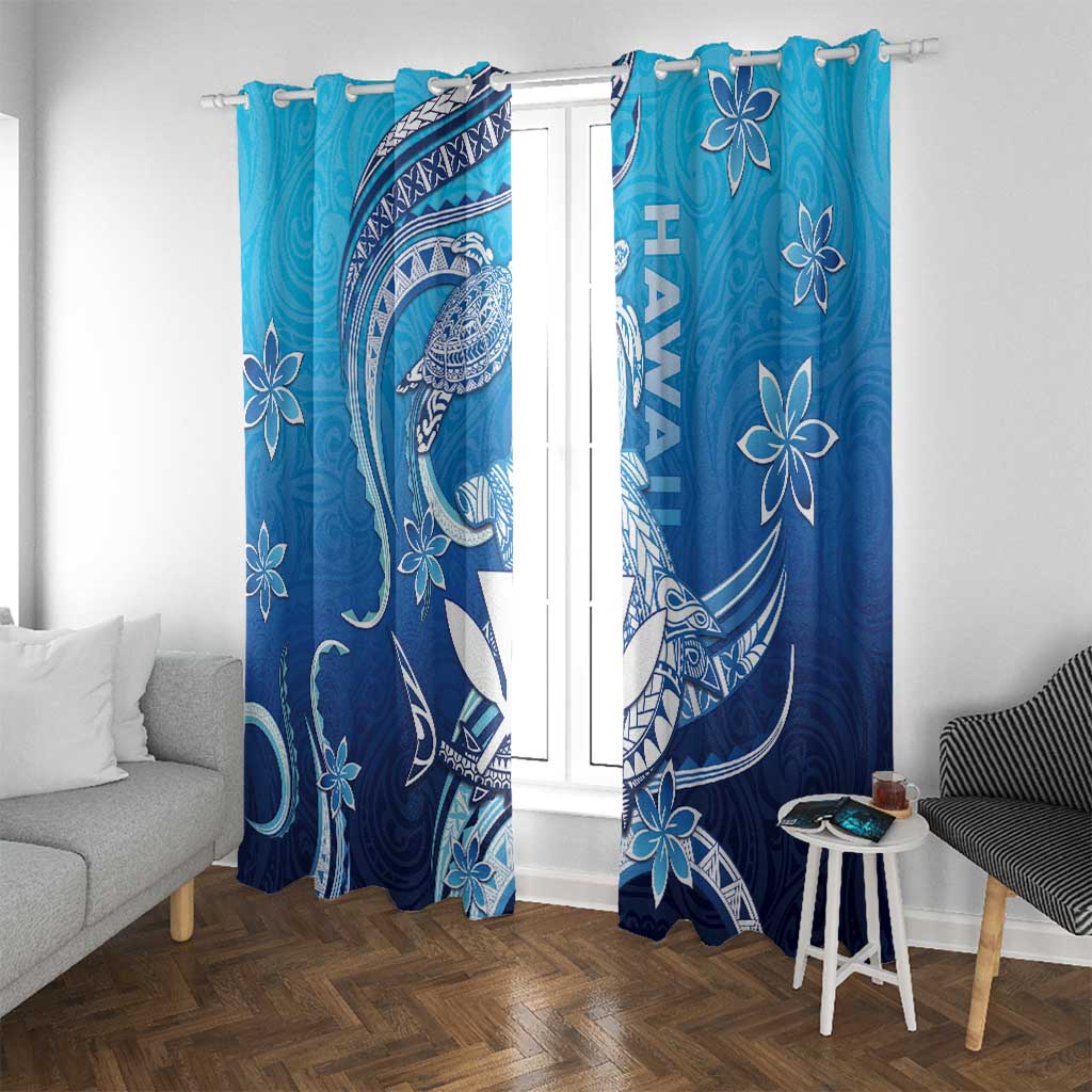 Hawaii Window Curtain Turtle With Hammerhead Shark Oceanic DT04 With Grommets Blue - Polynesian Pride