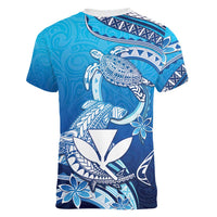 Hawaii Women V-Neck T-Shirt Turtle With Hammerhead Shark Oceanic