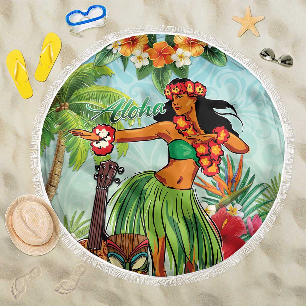 Hawaii Lei Day Beach Blanket Hula Girl With Tropical Forest