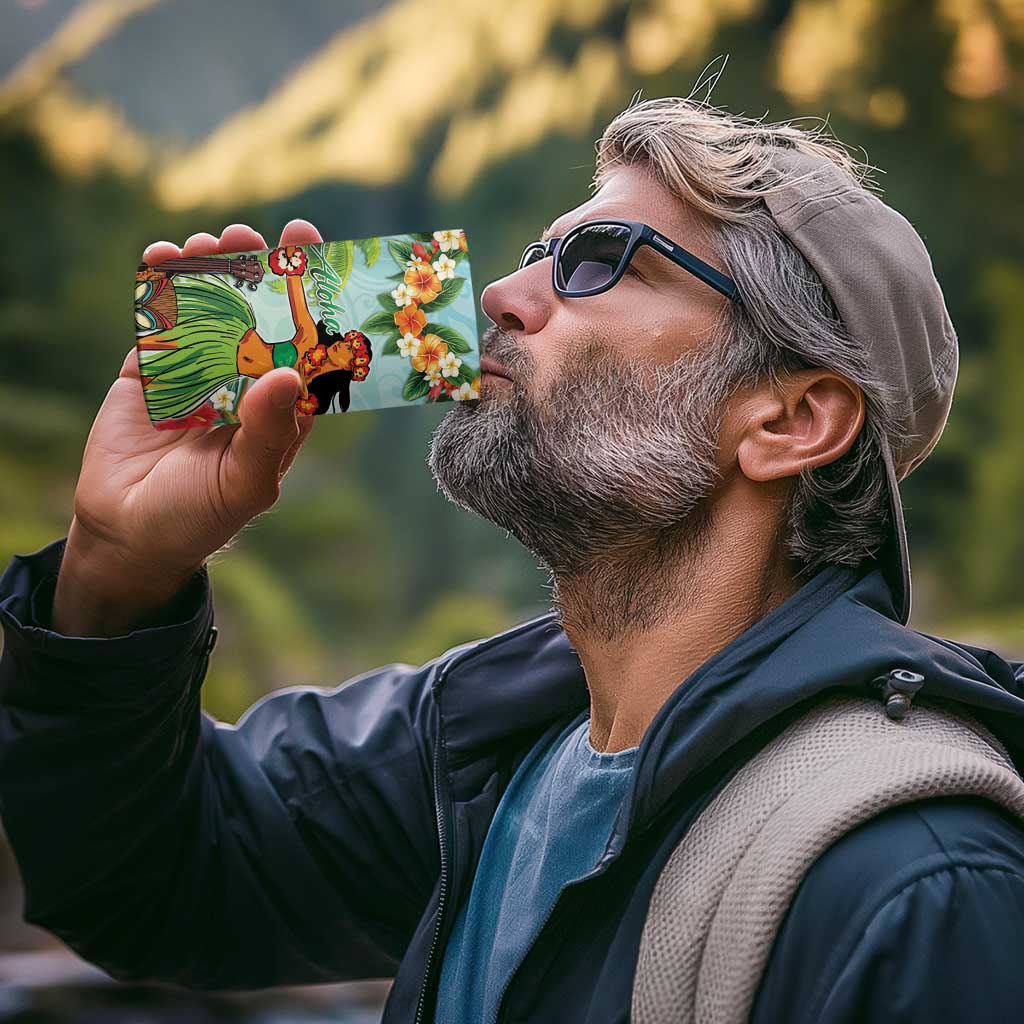 Hawaii Lei Day 4 in 1 Can Cooler Tumbler Hula Girl With Tropical Forest