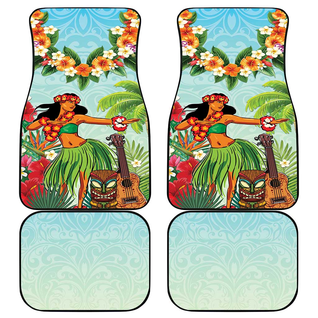 Hawaii Lei Day Car Mats Hula Girl With Tropical Forest