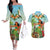 Hawaii Lei Day Couples Matching Off The Shoulder Long Sleeve Dress and Hawaiian Shirt Hula Girl With Tropical Forest