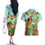 Hawaii Lei Day Couples Matching Off The Shoulder Long Sleeve Dress and Hawaiian Shirt Hula Girl With Tropical Forest