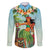 Hawaii Lei Day Family Matching Off The Shoulder Long Sleeve Dress and Hawaiian Shirt Hula Girl With Tropical Forest