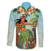 Hawaii Lei Day Family Matching Short Sleeve Bodycon Dress and Hawaiian Shirt Hula Girl With Tropical Forest