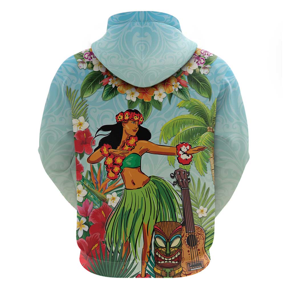 Hawaii Lei Day Hoodie Hula Girl With Tropical Forest