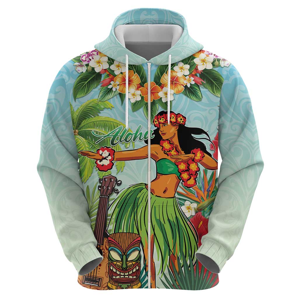 Hawaii Lei Day Hoodie Hula Girl With Tropical Forest