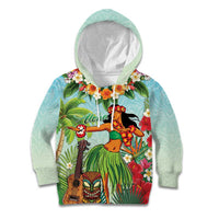 Hawaii Lei Day Kid Hoodie Hula Girl With Tropical Forest