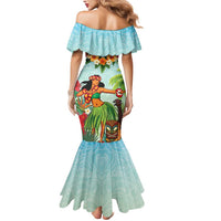 Hawaii Lei Day Mermaid Dress Hula Girl With Tropical Forest