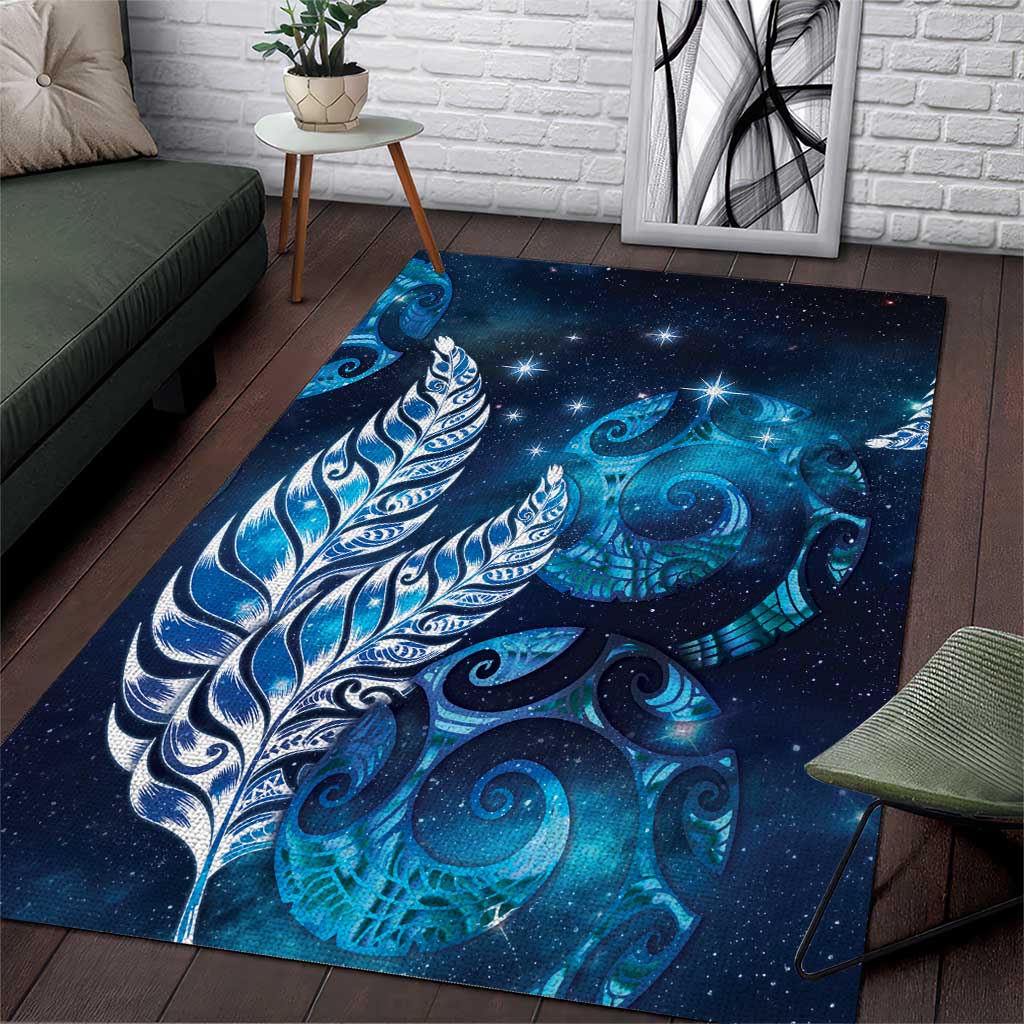New Zealand Matariki Area Rug Maori Koru Mix Silver Fern