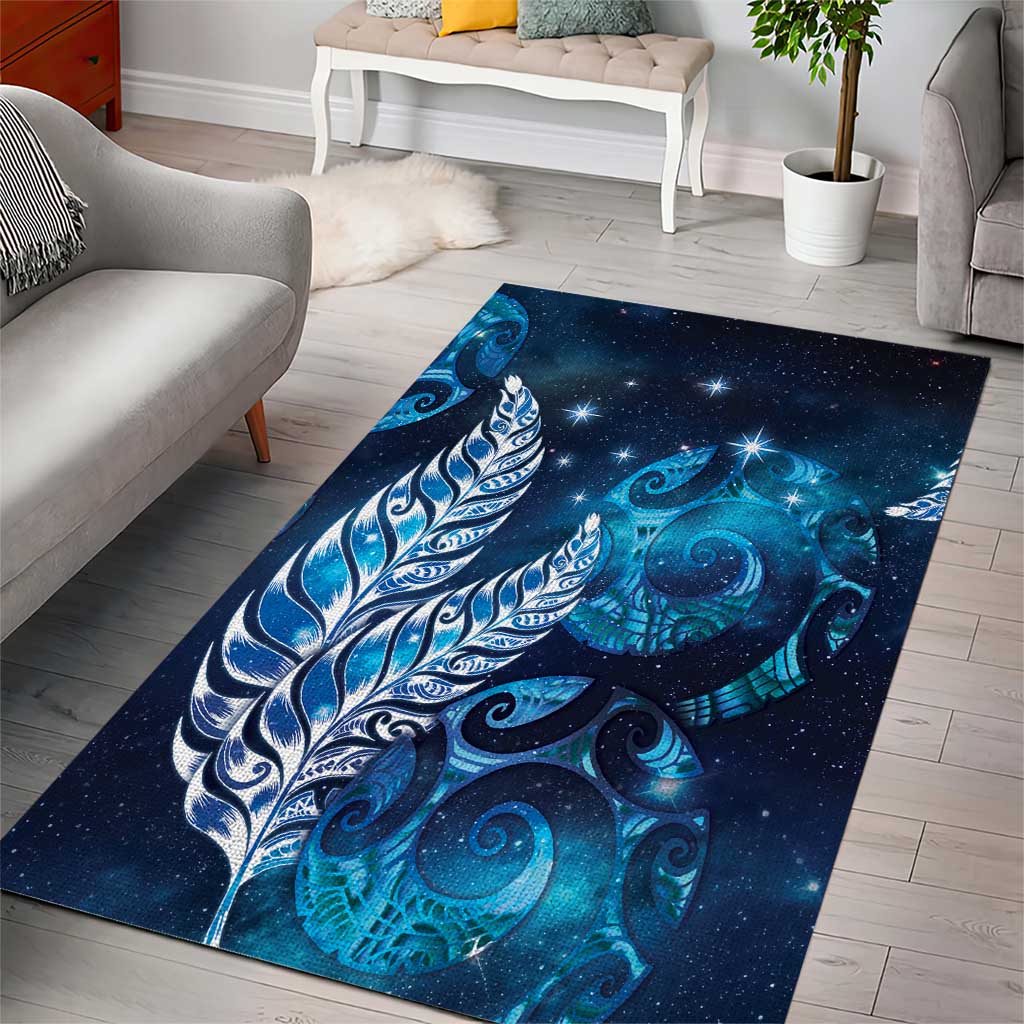 New Zealand Matariki Area Rug Maori Koru Mix Silver Fern