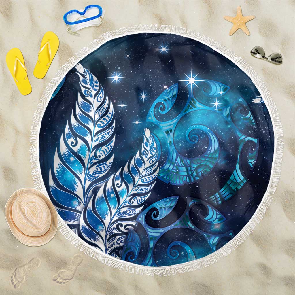 New Zealand Matariki Beach Blanket Maori Koru Mix Silver Fern