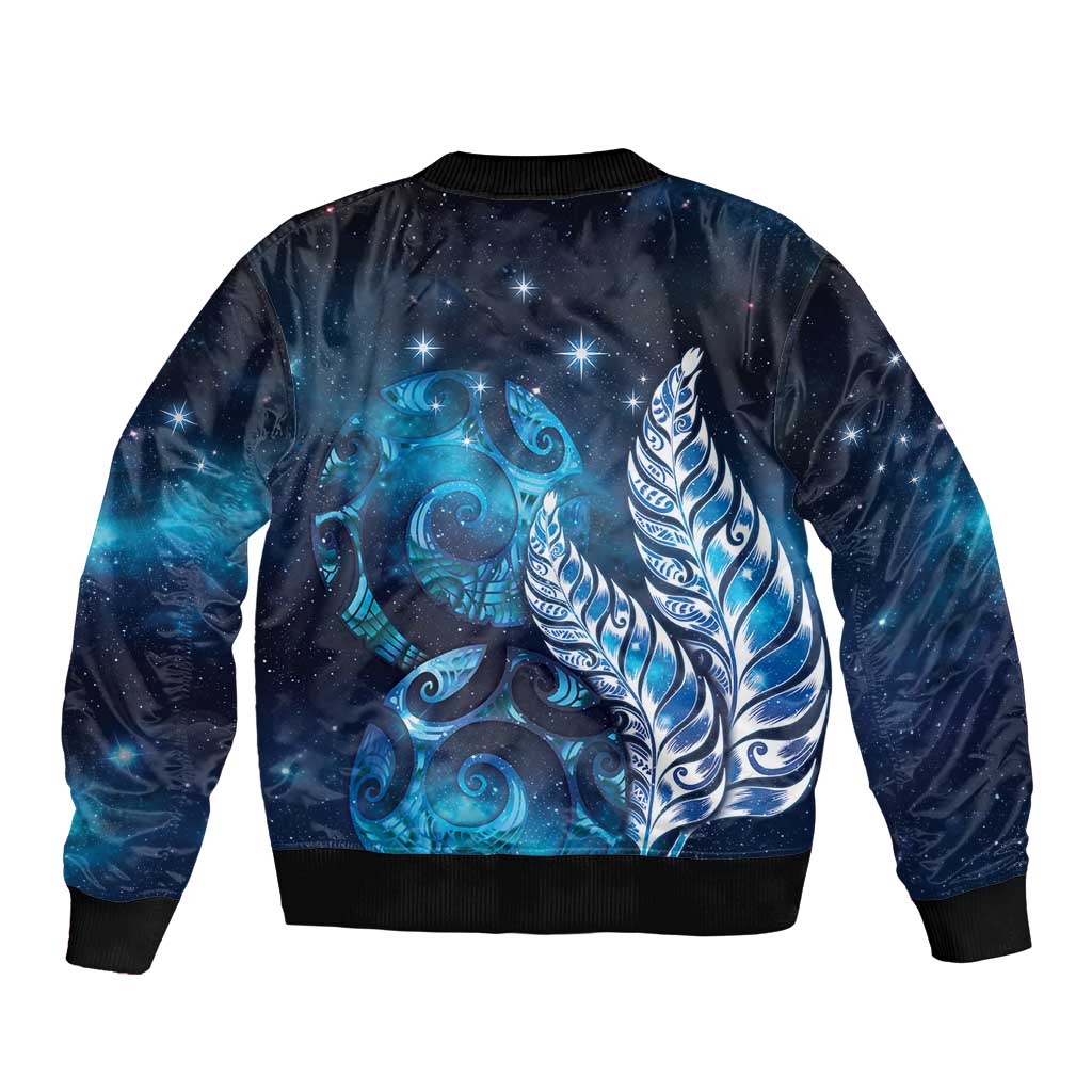 New Zealand Matariki Bomber Jacket Maori Koru Mix Silver Fern