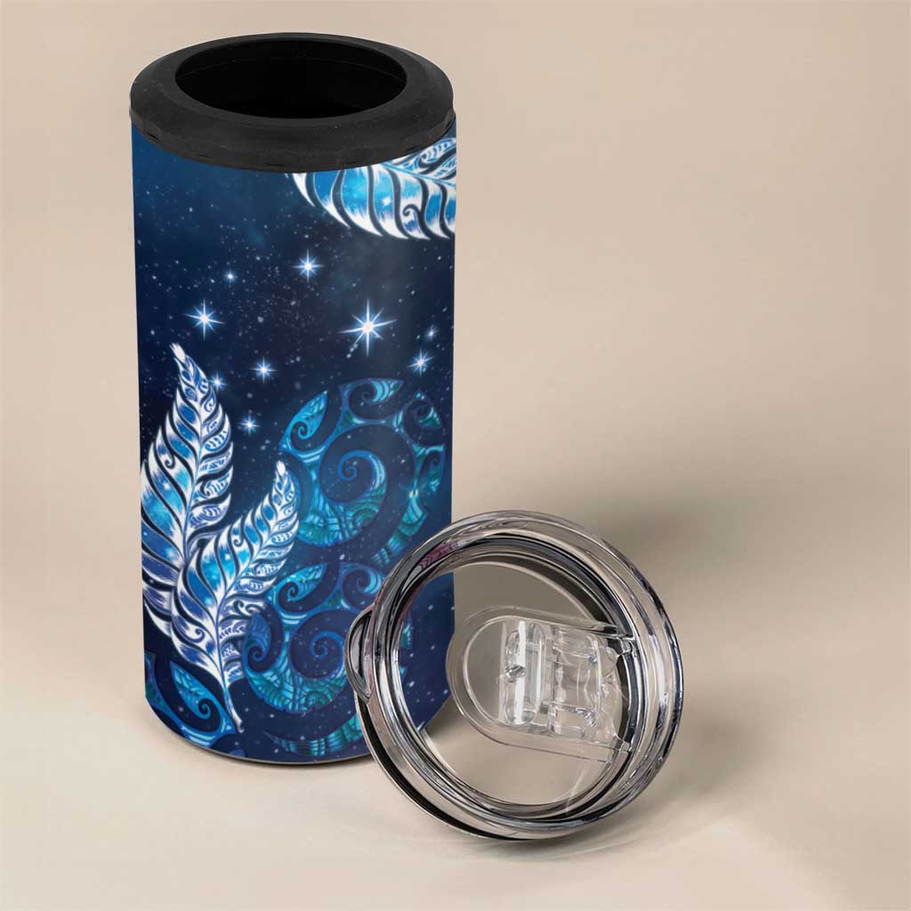 New Zealand Matariki 4 in 1 Can Cooler Tumbler Maori Koru Mix Silver Fern