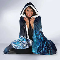 New Zealand Matariki Hooded Blanket Maori Koru Mix Silver Fern