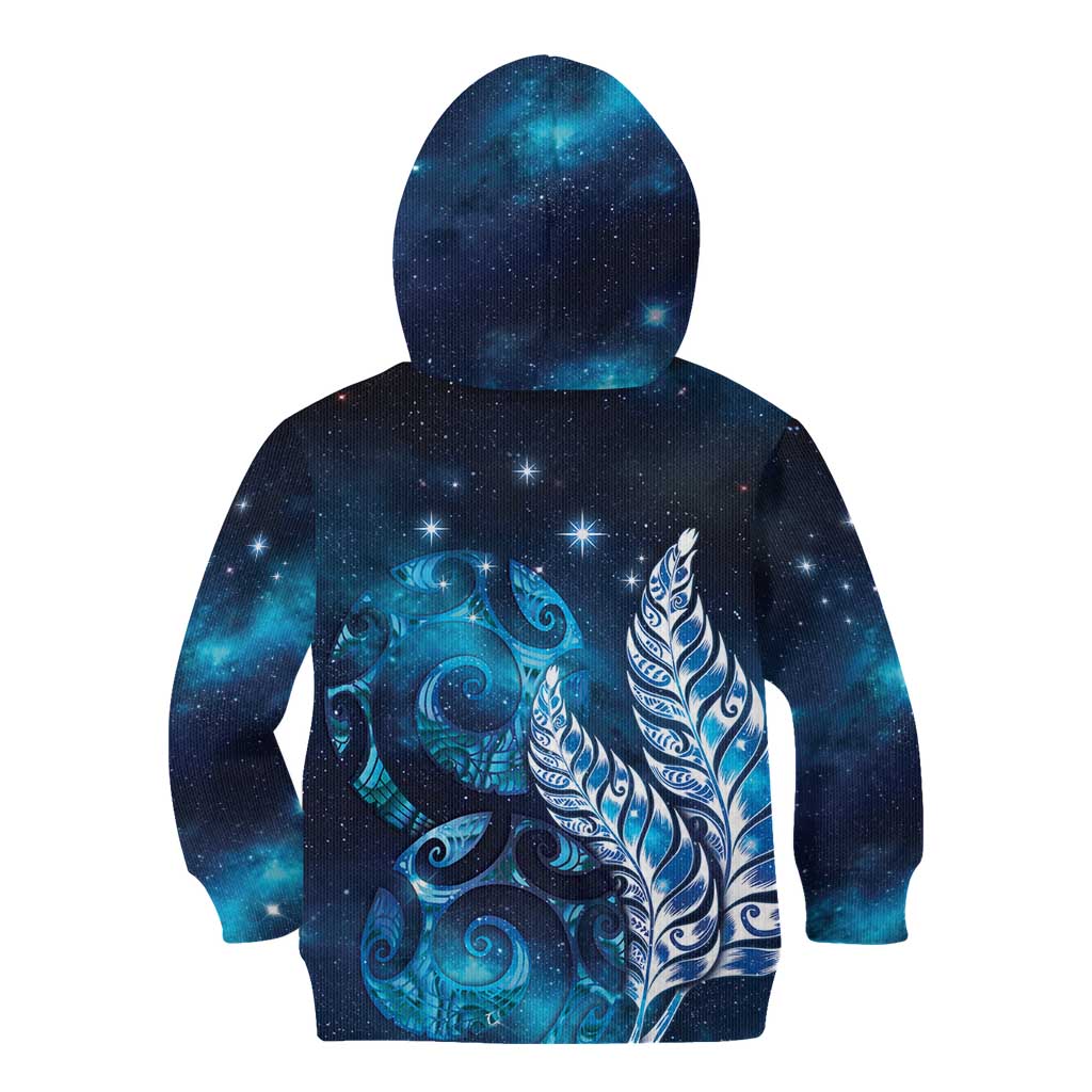 New Zealand Matariki Kid Hoodie Maori Koru Mix Silver Fern