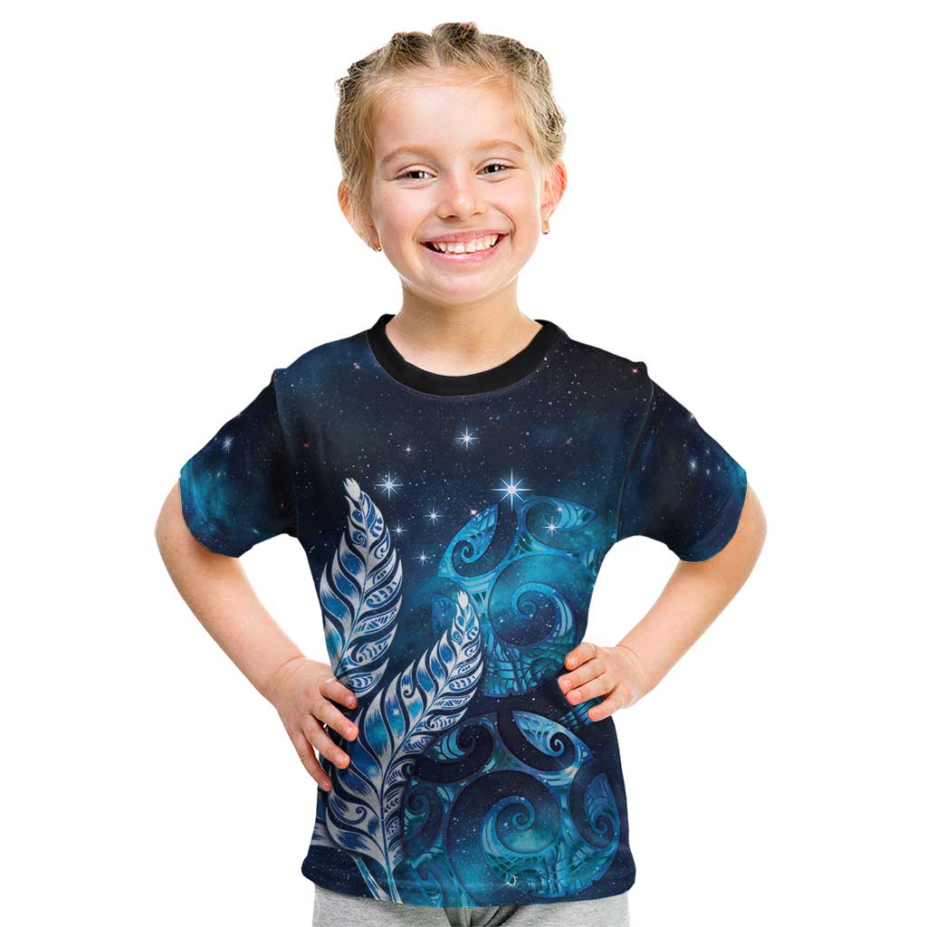 New Zealand Matariki Kid T Shirt Maori Koru Mix Silver Fern