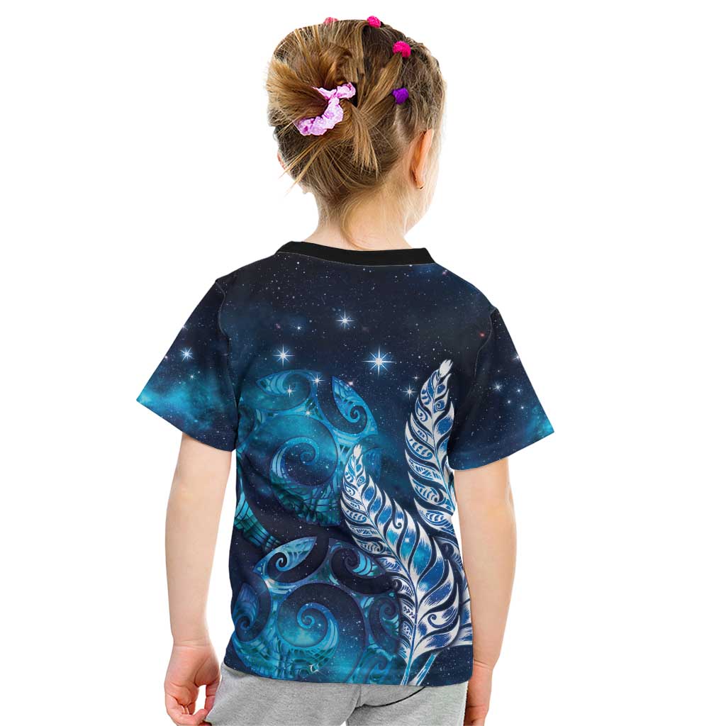 New Zealand Matariki Kid T Shirt Maori Koru Mix Silver Fern