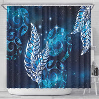 New Zealand Matariki Shower Curtain Maori Koru Mix Silver Fern
