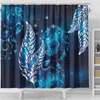 New Zealand Matariki Shower Curtain Maori Koru Mix Silver Fern