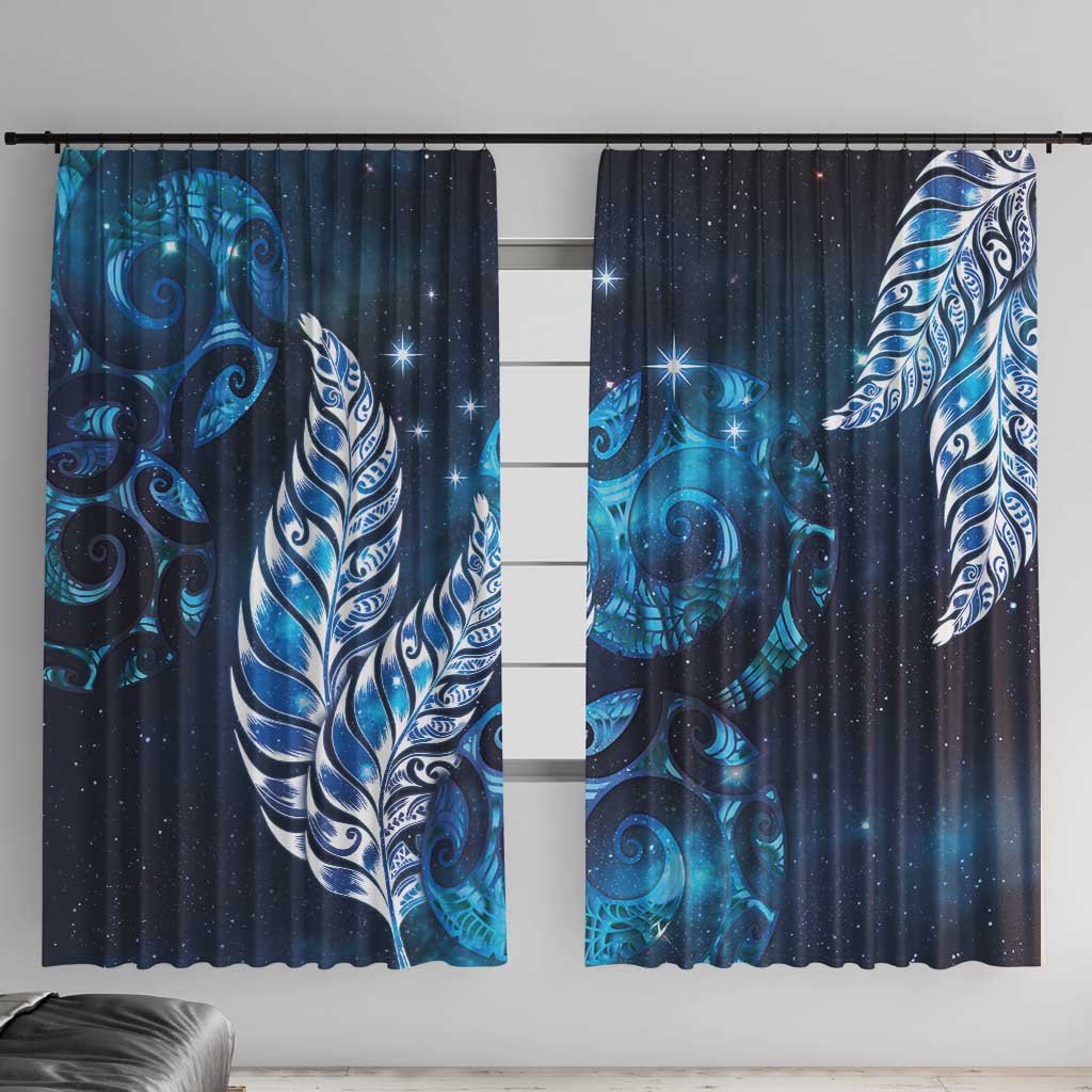 New Zealand Matariki Window Curtain Maori Koru Mix Silver Fern