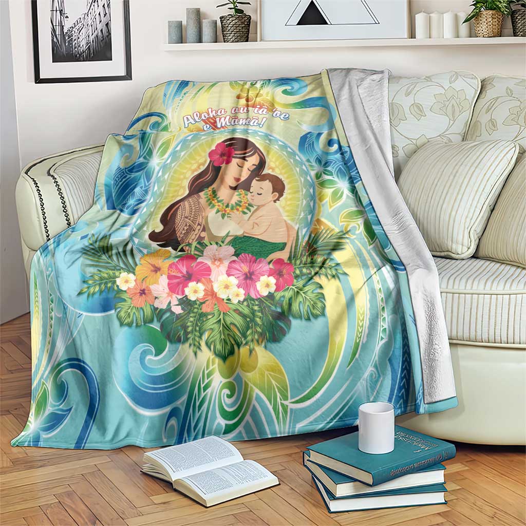 Hawaii Mother's Day Blanket I Love You Mom DT04 Yellow - Polynesian Pride