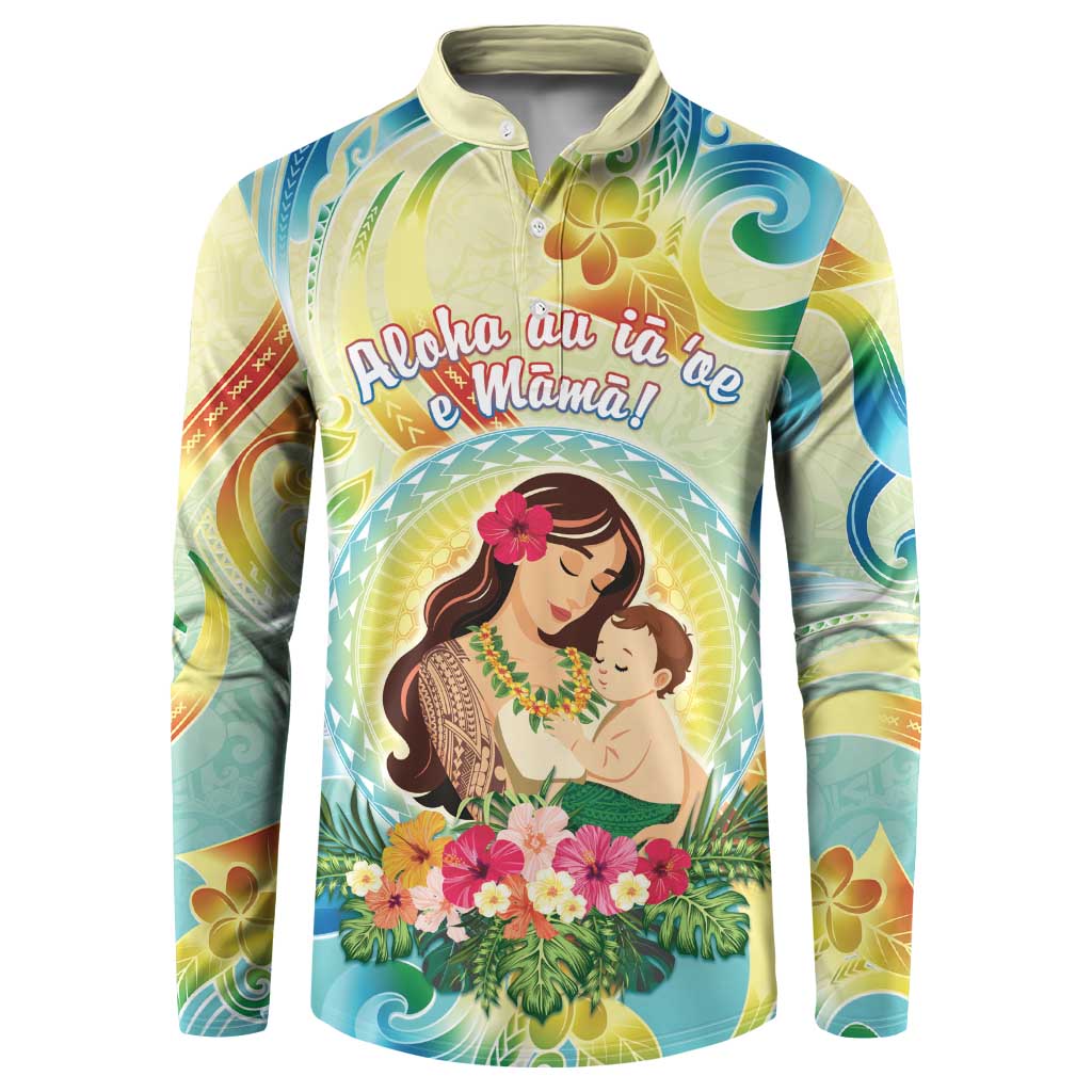 Personalised Hawaii Mother's Day Button Sweatshirt I Love You Mom DT04 Yellow - Polynesian Pride