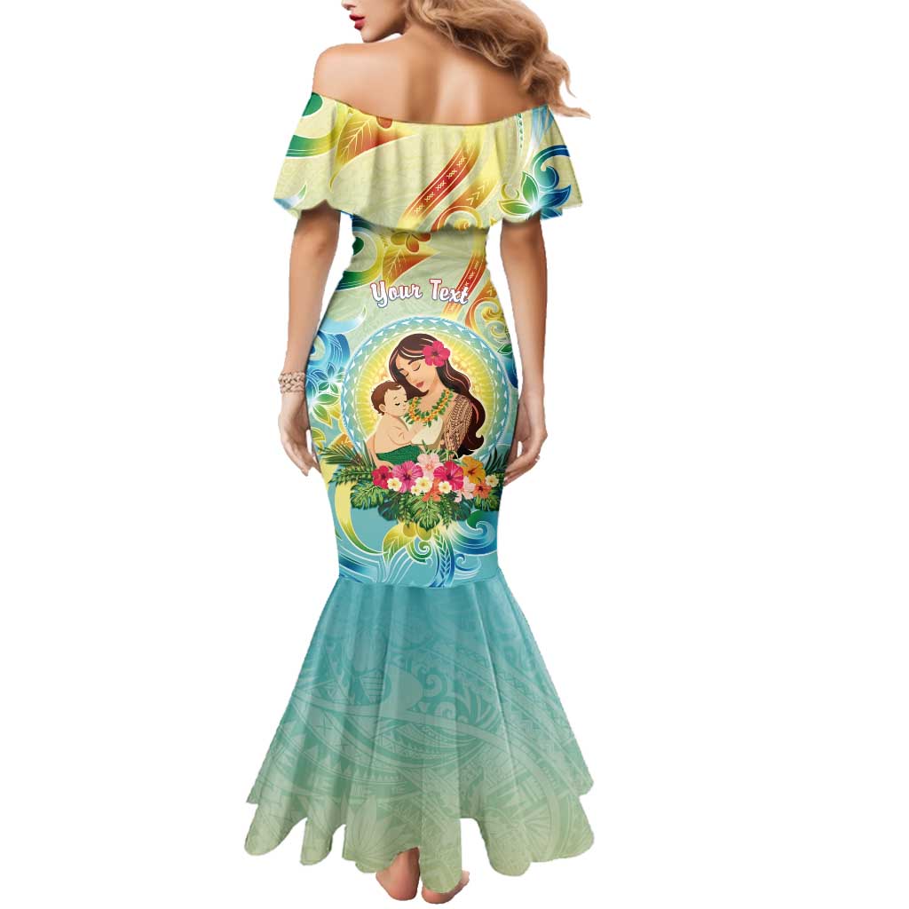 Personalised Hawaii Mother's Day Family Matching Mermaid Dress and Hawaiian Shirt I Love You Mom