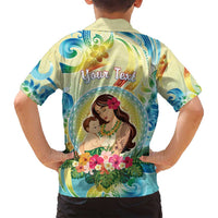 Personalised Hawaii Mother's Day Family Matching Puletasi and Hawaiian Shirt I Love You Mom