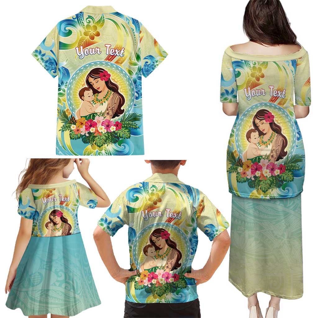 Personalised Hawaii Mother's Day Family Matching Puletasi and Hawaiian Shirt I Love You Mom