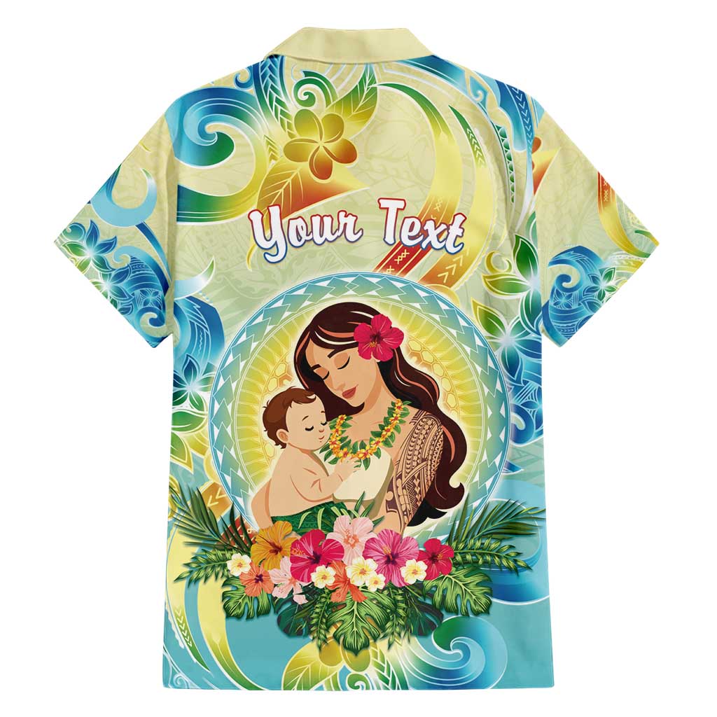 Personalised Hawaii Mother's Day Family Matching Short Sleeve Bodycon Dress and Hawaiian Shirt I Love You Mom