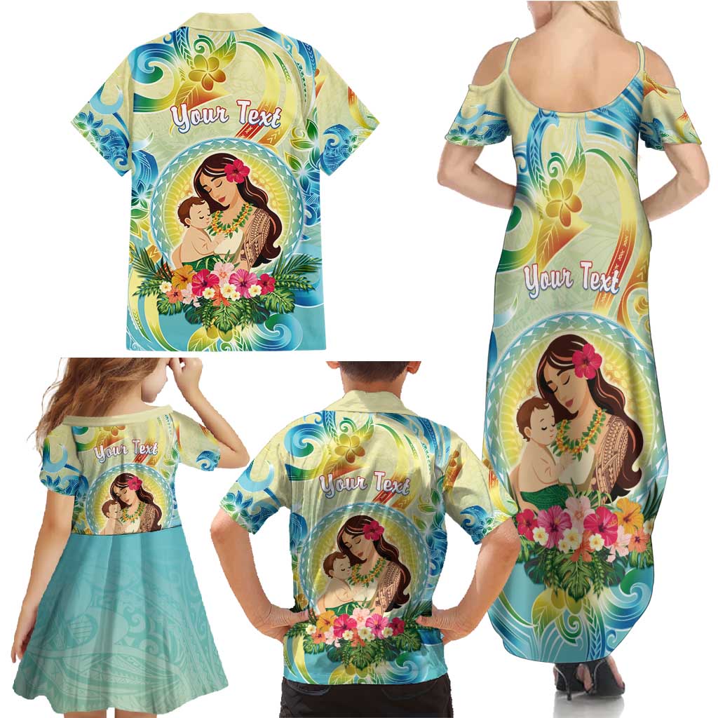 Personalised Hawaii Mother's Day Family Matching Summer Maxi Dress and Hawaiian Shirt I Love You Mom