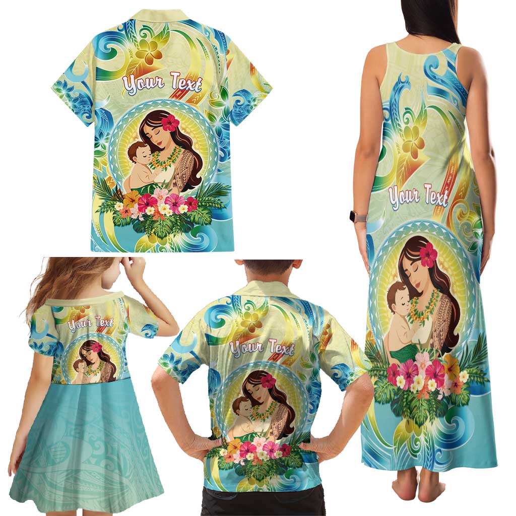 Personalised Hawaii Mother's Day Family Matching Tank Maxi Dress and Hawaiian Shirt I Love You Mom