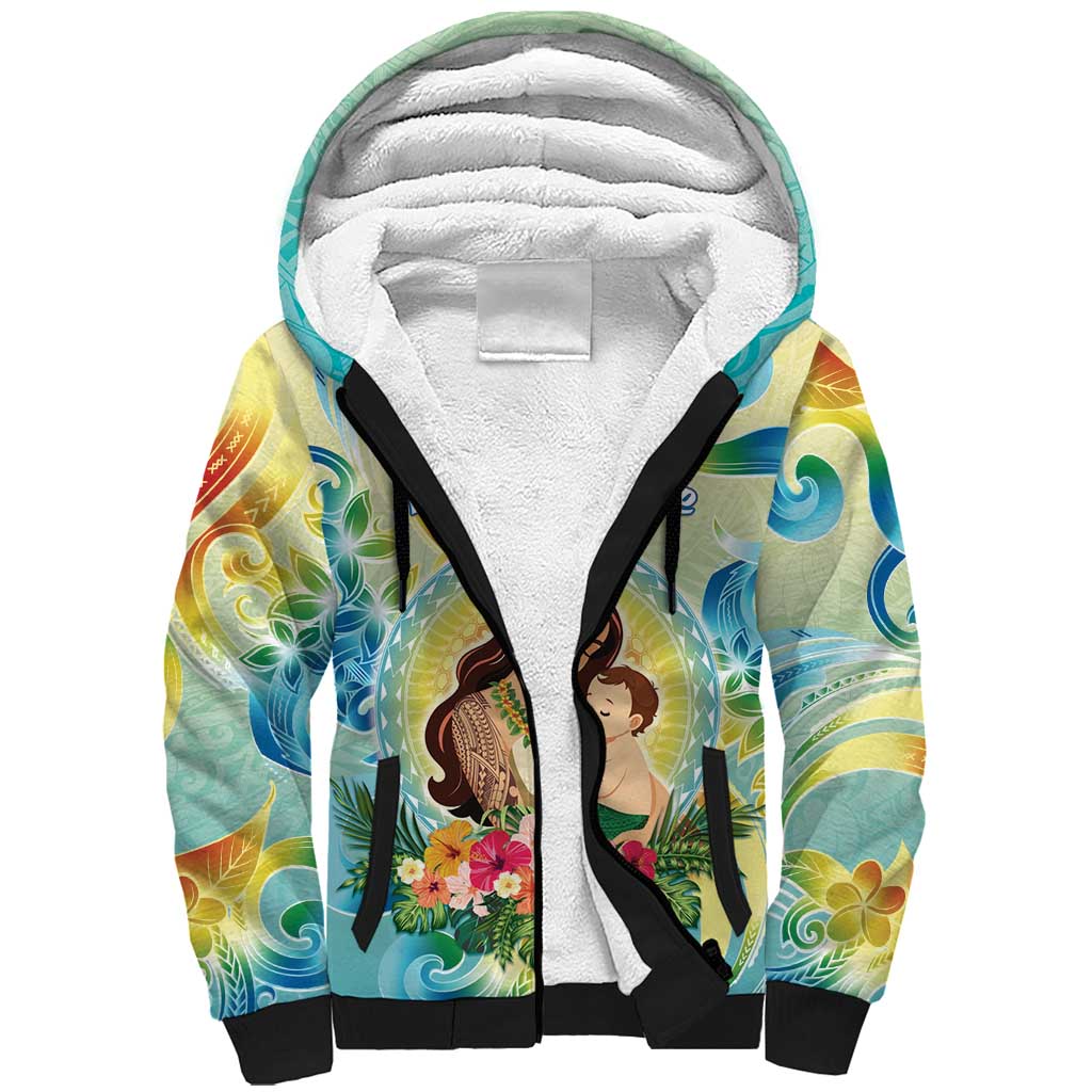 Personalised Hawaii Mother's Day Sherpa Hoodie I Love You Mom DT04 Unisex Yellow - Polynesian Pride
