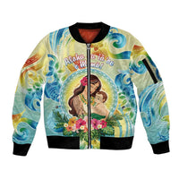 Personalised Hawaii Mother's Day Sleeve Zip Bomber Jacket I Love You Mom