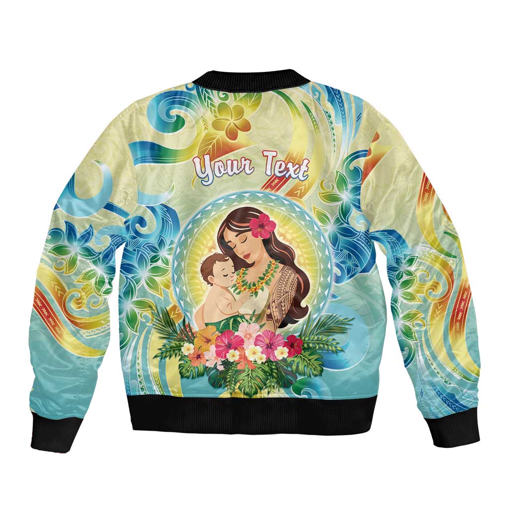 Personalised Hawaii Mother's Day Sleeve Zip Bomber Jacket I Love You Mom