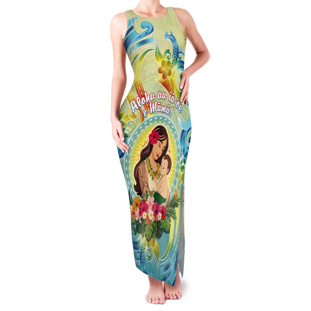 Personalised Hawaii Mother's Day Tank Maxi Dress I Love You Mom DT04 Women Yellow - Polynesian Pride