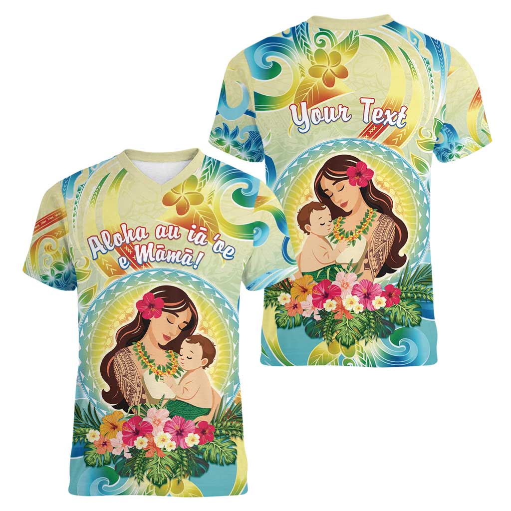 Personalised Hawaii Mother's Day Women V-Neck T-Shirt I Love You Mom