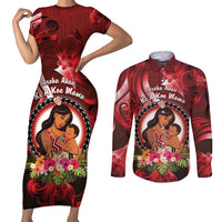 Personalised New Zealand Mother's Day Couples Matching Short Sleeve Bodycon Dress and Long Sleeve Button Shirt I Love You Mom