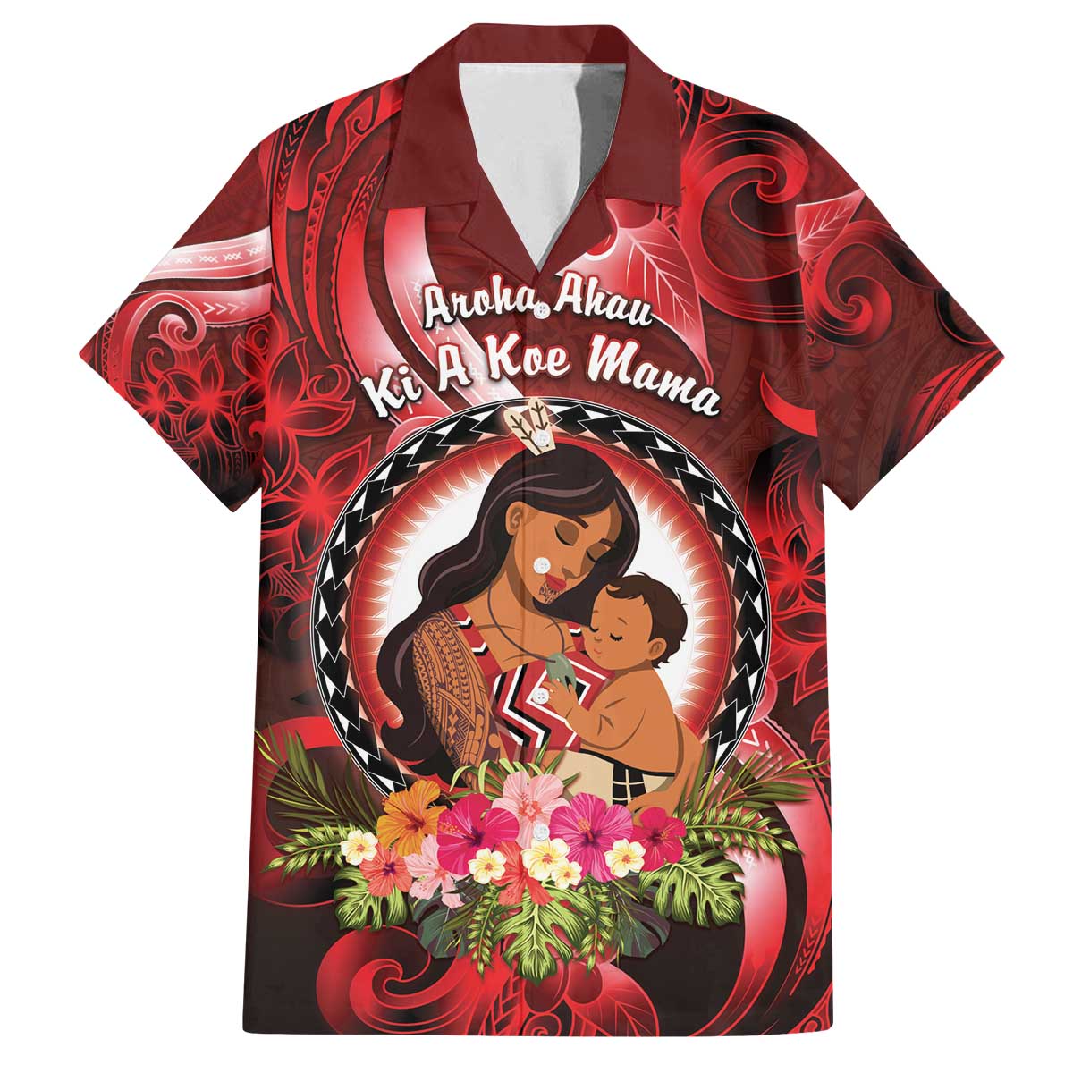 Personalised New Zealand Mother's Day Family Matching Off The Shoulder Long Sleeve Dress and Hawaiian Shirt I Love You Mom