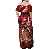 Personalised New Zealand Mother's Day Family Matching Off Shoulder Maxi Dress and Hawaiian Shirt I Love You Mom