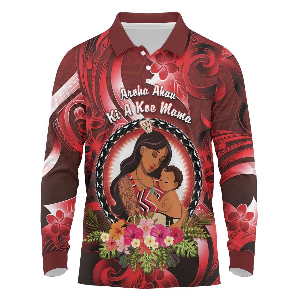 Personalised New Zealand Mother's Day Long Sleeve Polo Shirt I Love You Mom