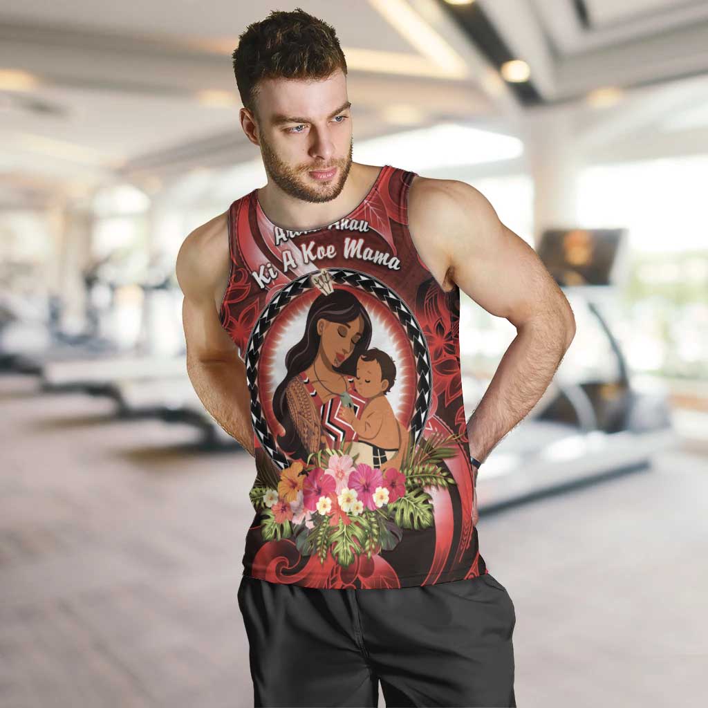 Personalised New Zealand Mother's Day Men Tank Top I Love You Mom DT04 Red - Polynesian Pride