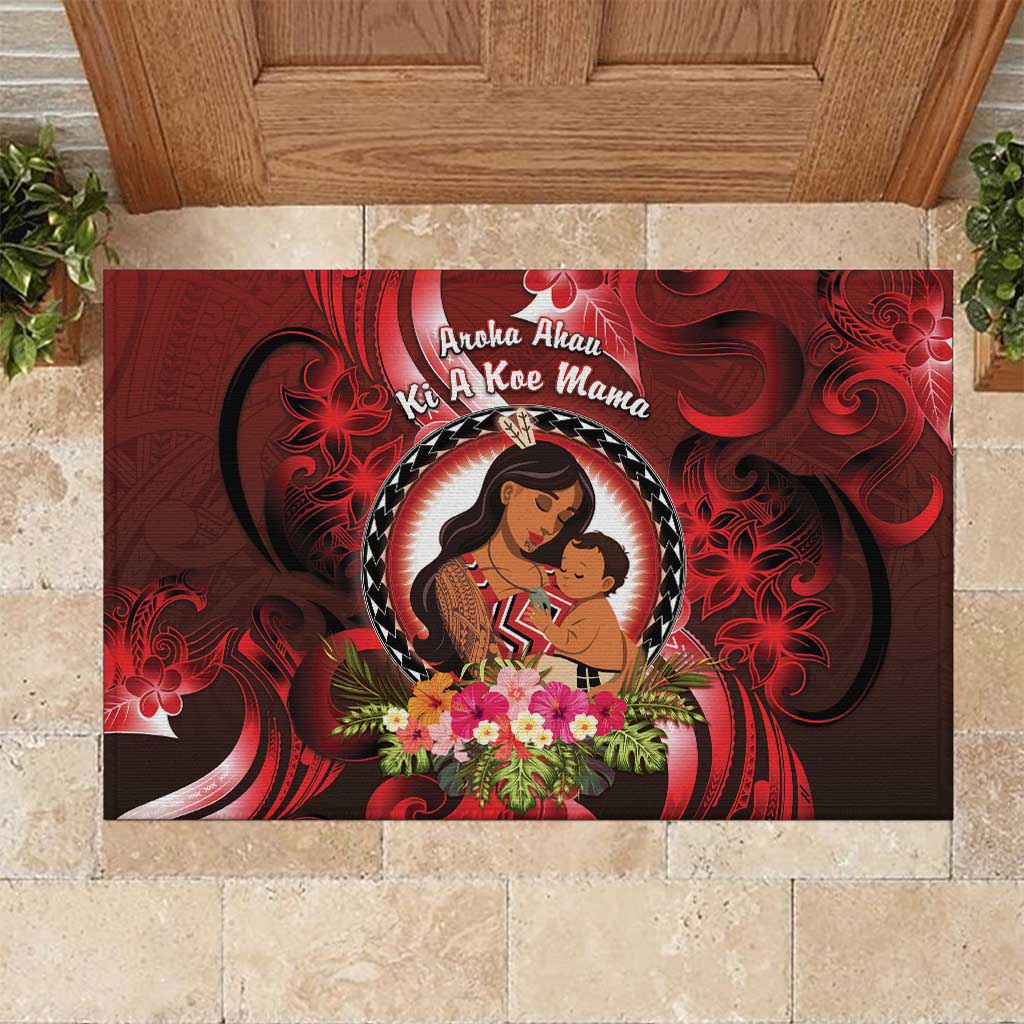 New Zealand Mother's Day Rubber Doormat I Love You Mom DT04 Red - Polynesian Pride