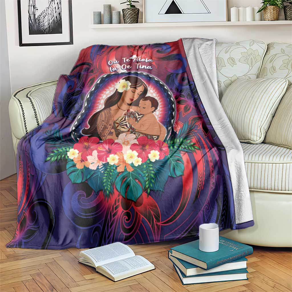 Samoa Mother's Day Blanket I Love You Mom DT04 Red - Polynesian Pride