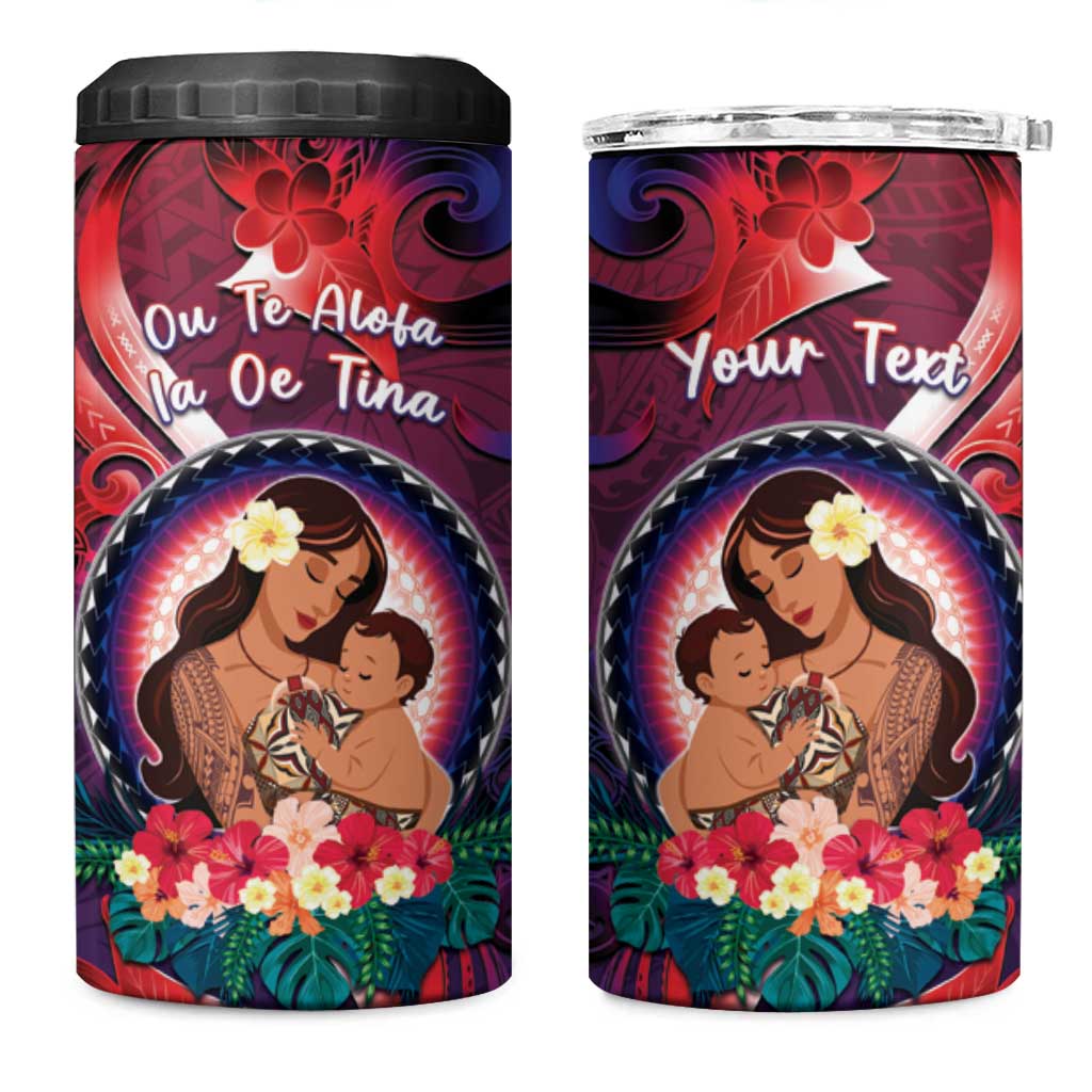 Personalised Samoa Mother's Day 4 in 1 Can Cooler Tumbler I Love You Mom DT04 One Size: 16 oz Red - Polynesian Pride