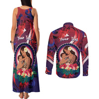 Personalised Samoa Mother's Day Couples Matching Tank Maxi Dress and Long Sleeve Button Shirt I Love You Mom DT04 - Polynesian Pride