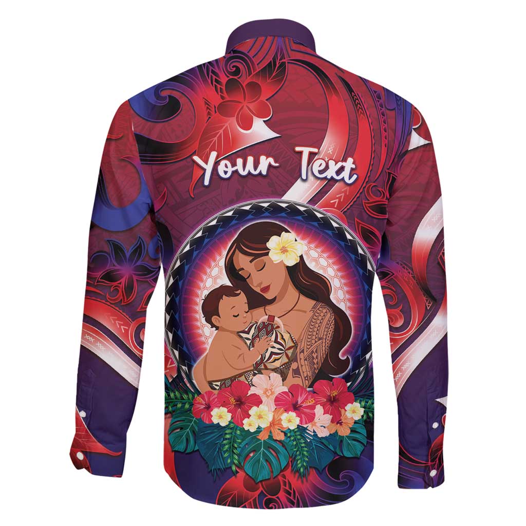 Personalised Samoa Mother's Day Family Matching Long Sleeve Bodycon Dress and Hawaiian Shirt I Love You Mom