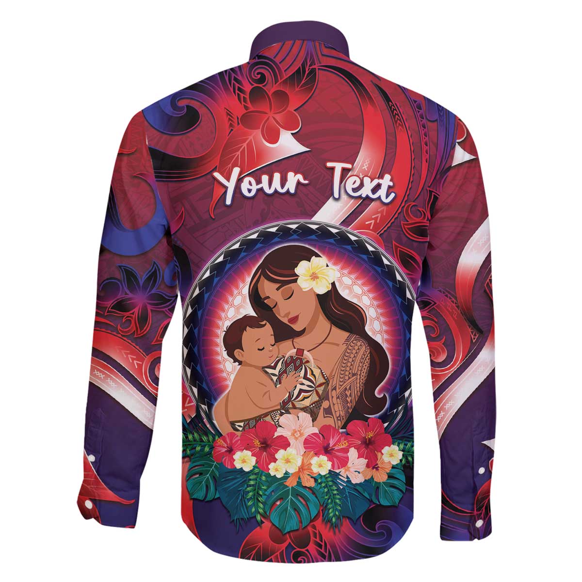 Personalised Samoa Mother's Day Family Matching Off The Shoulder Long Sleeve Dress and Hawaiian Shirt I Love You Mom